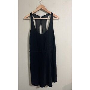 Aritzia Wilfred Silk Mini Dress Sleeveless Black Open Cross Back Size Large